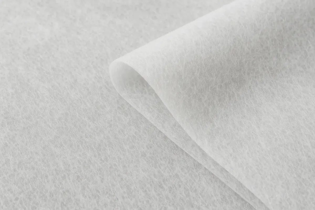 Close-up of soft, lofty hot air-through nonwoven