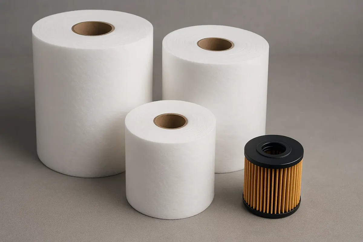 Automotive filter media rolls ready for pleating