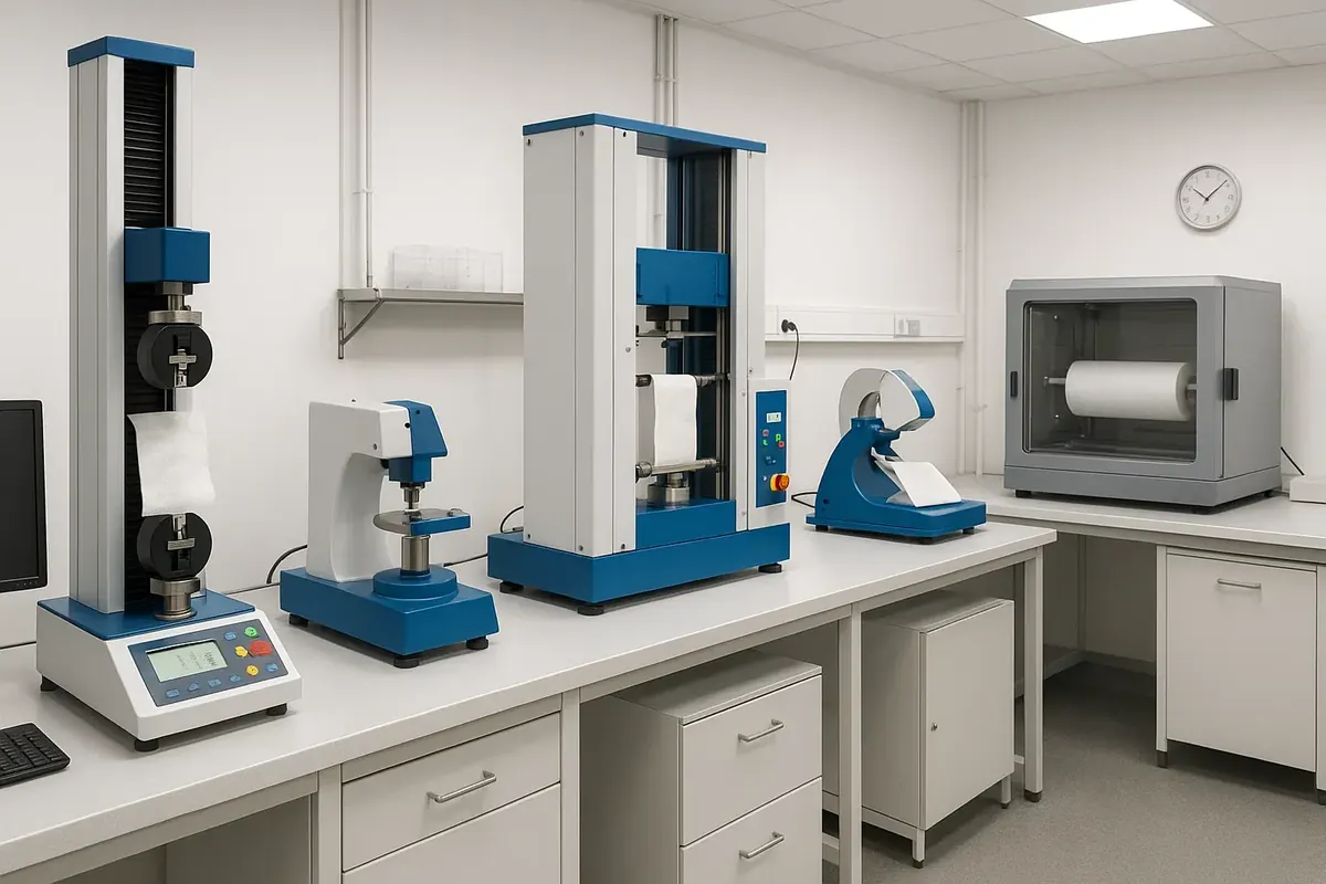 Testing equipment for checking the strength and weight of nonwoven fabric samples