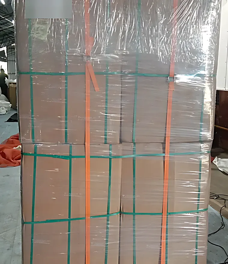 Palletised and strapped cartons ready for export