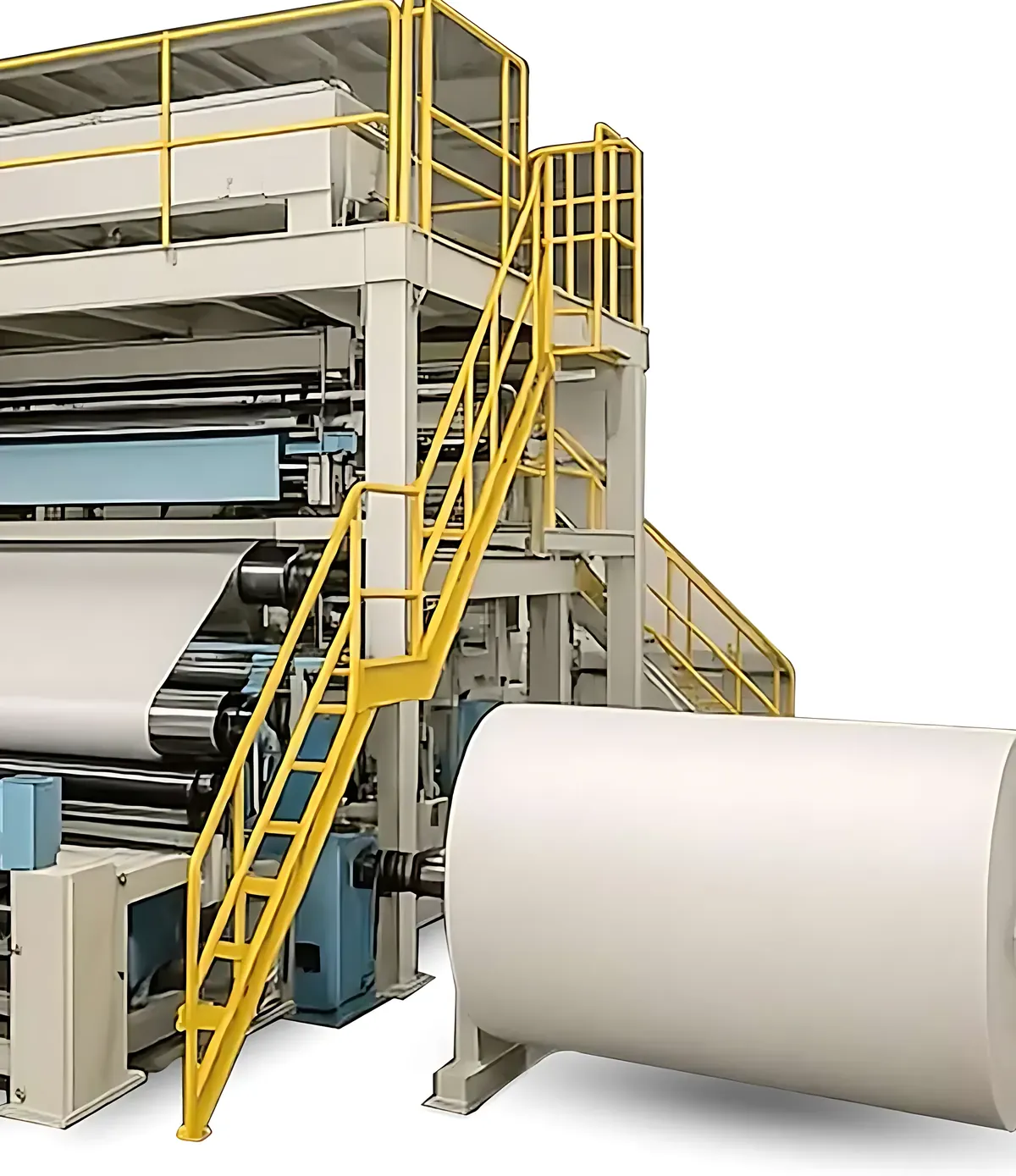Winding PET spunbond rolls at the production line